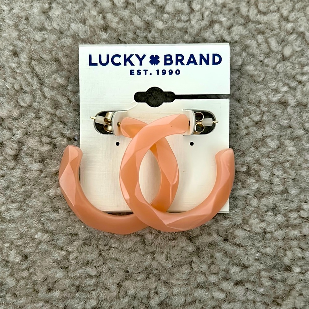 Lucky brand- Small peach colored hoop earrings